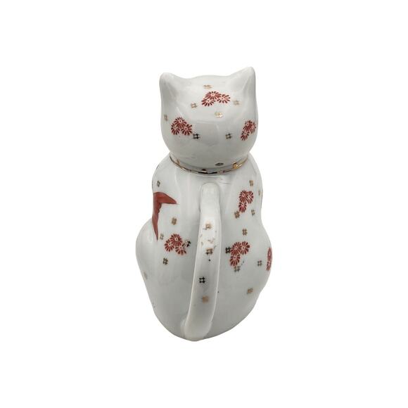 Chinese Porcelain Cat Holding KOI Fish Creamer Pitcher Vintage - Picture 5 of 9